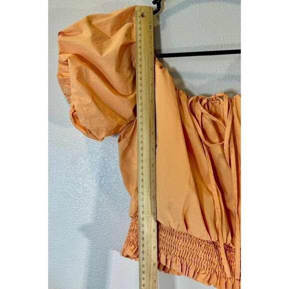 ASTR The Label Aldrin Off the Shoulders Puff Sleeve Smocked Waist Top Women's L - Picture 7 of 10